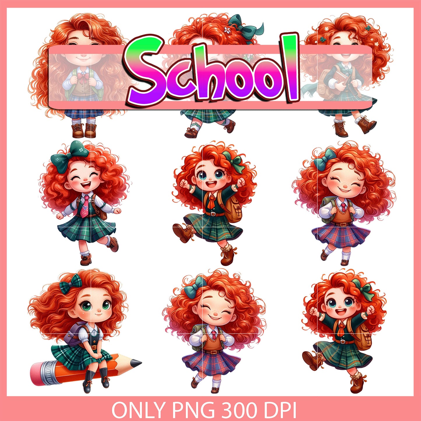 Merida back to school design bundle png, merida princess png