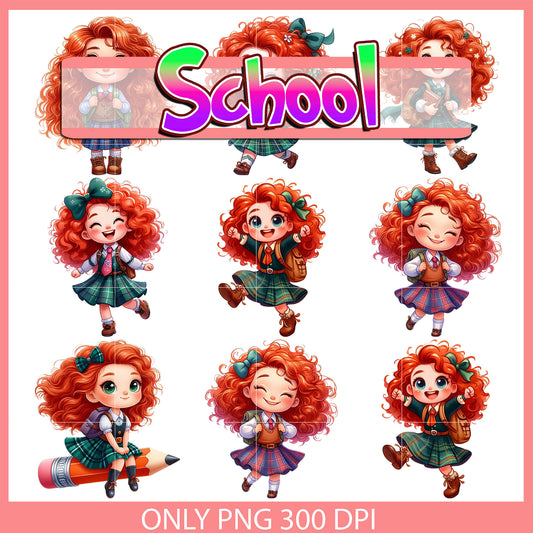 Merida back to school design bundle png, merida princess png