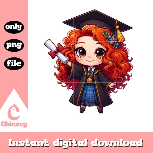 Merida princess graduation day design png, graduation day png, 