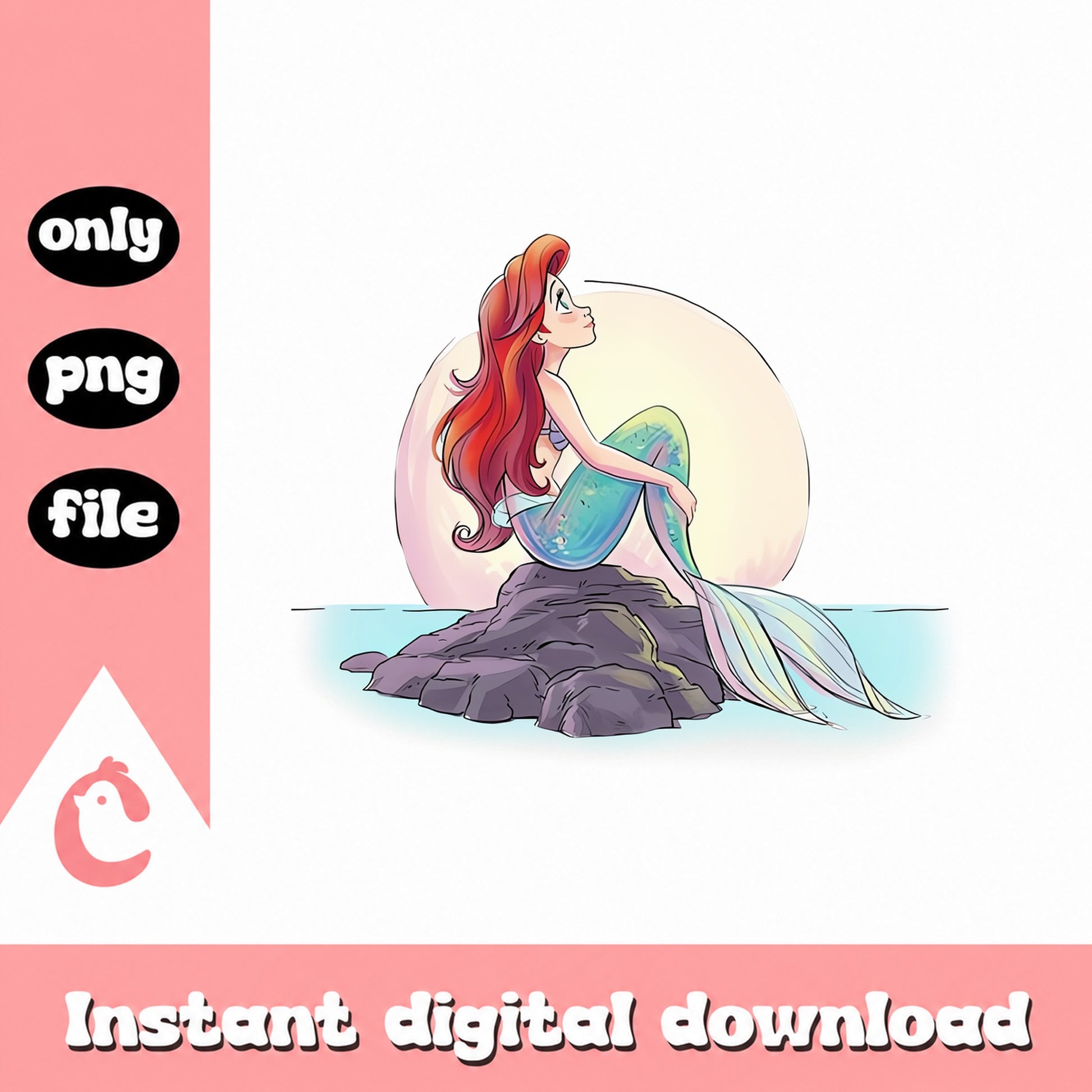 Mermaid PNG Clipart, Little Mermaid Sublimation, PNG File