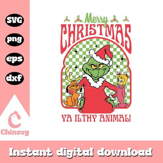 Merry christmas ya ilthy animal design svg, grinch friends svg
