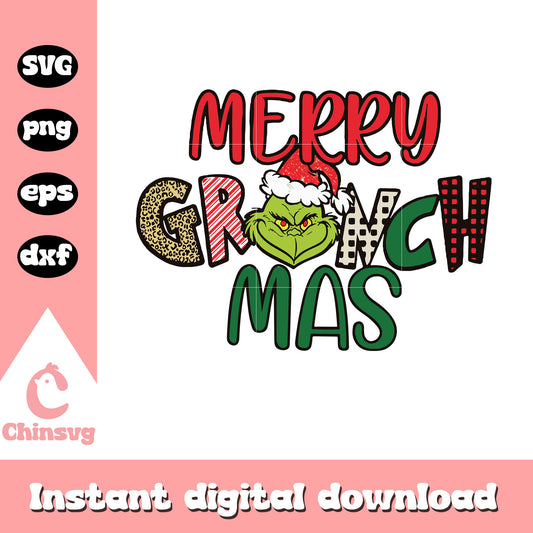 Merry grinch mas design svg, the grinch merry christmas​ svg