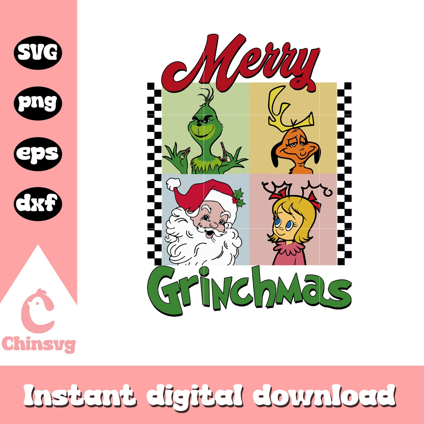 Merry grinchmas and santa design svg, the grinch and santa​ svg