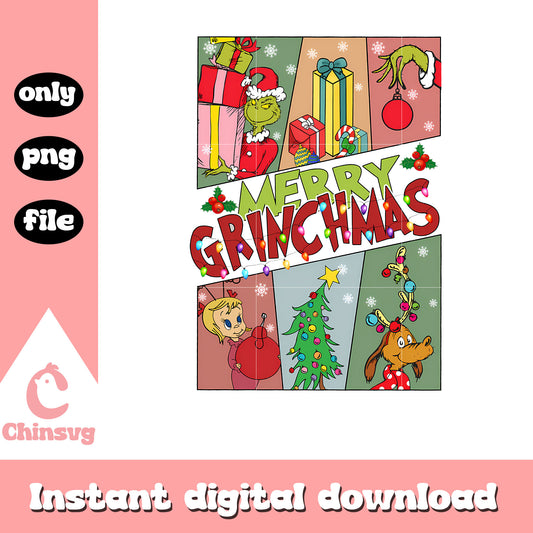 Merry grinchmas friends design png, grinch cindy lou and max​ png