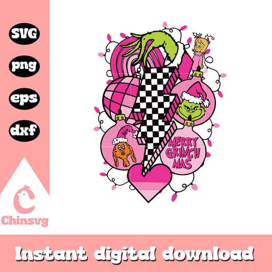 Merry grinchmas light bulb pink svg, grinch light bulb​ svg