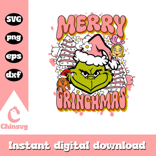 Merry grinchmas pink svg, pink christmas​ svg, pink grinch svg​
