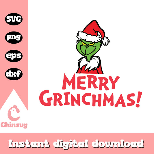 Merry grinchmas santa hat svg, grinch in a santa hat​ svg