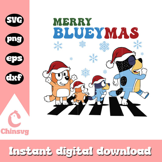 Merry blueymas family design svg, blueys christmas​ svg