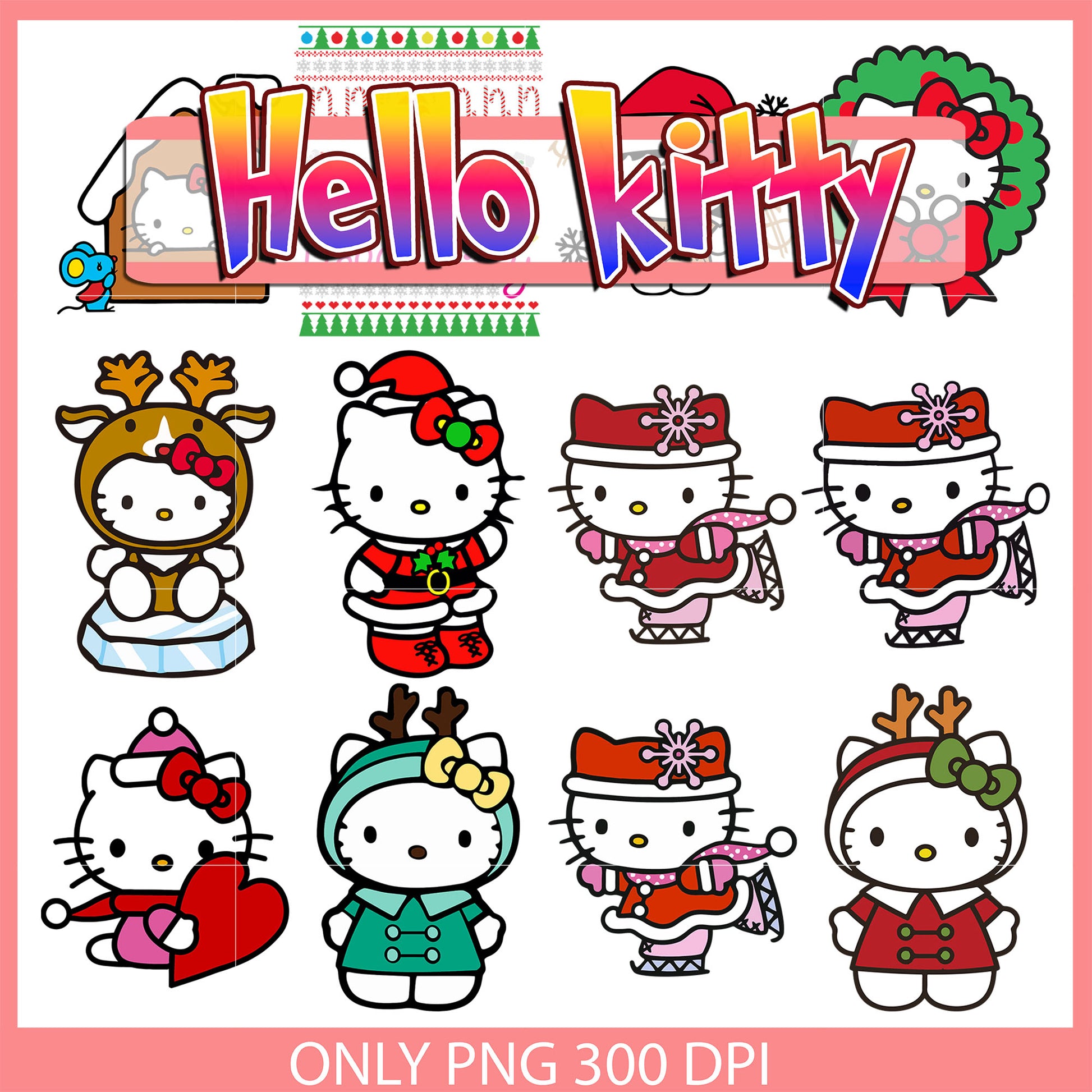 Merry christmas bundle design svg, hello kitty christmas svg