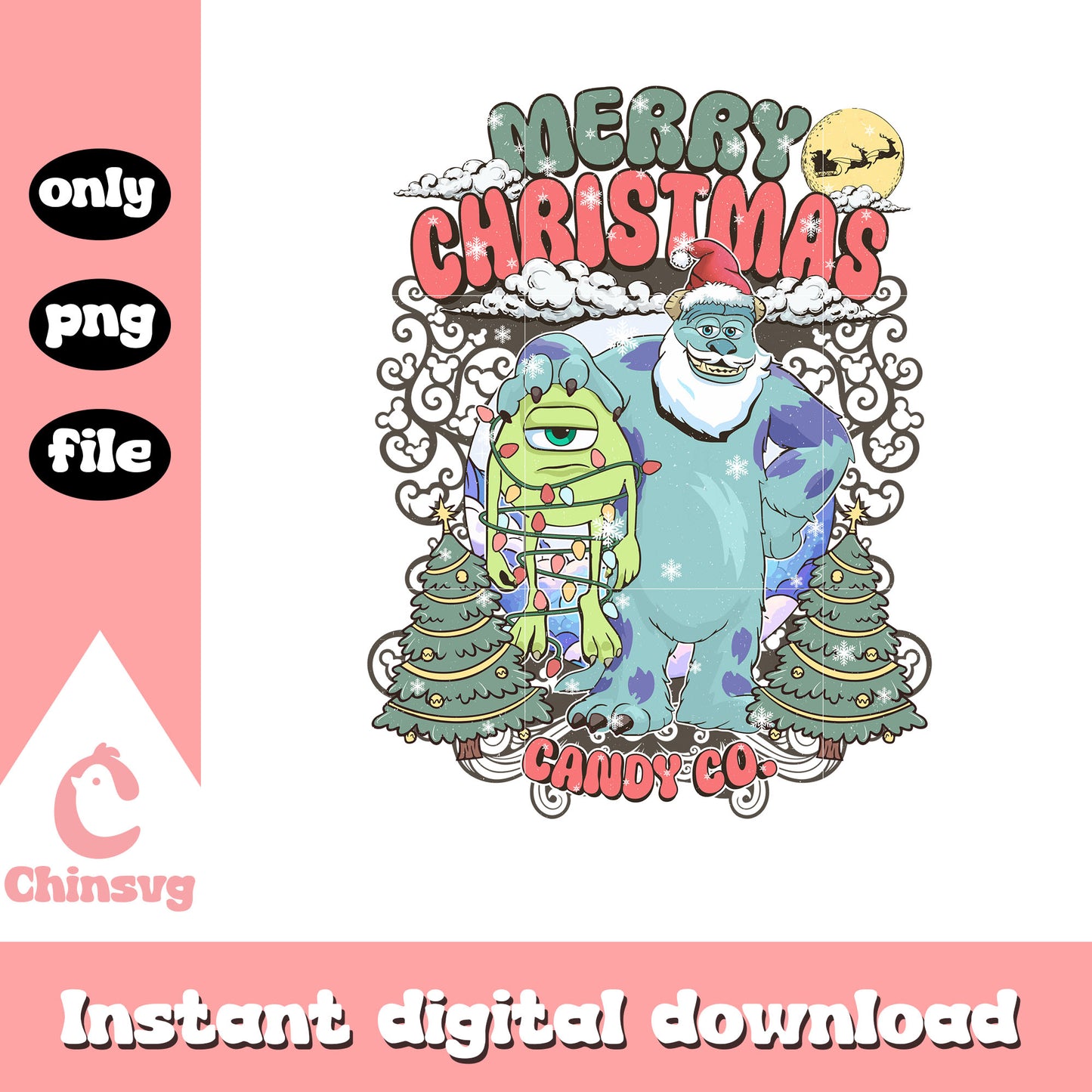 Merry christmas candy co monsters png, christmas monster png
