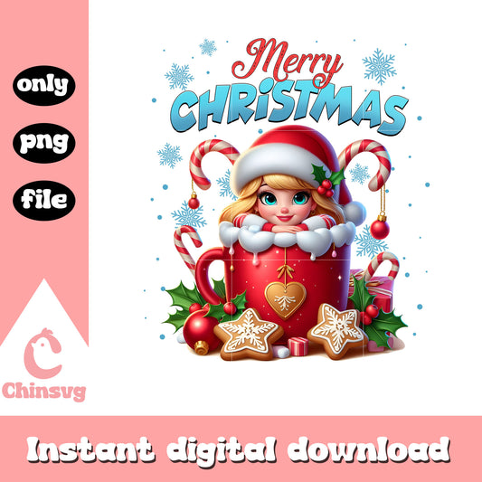 Merry christmas cinderella in coffee cup png, cinderella disney png