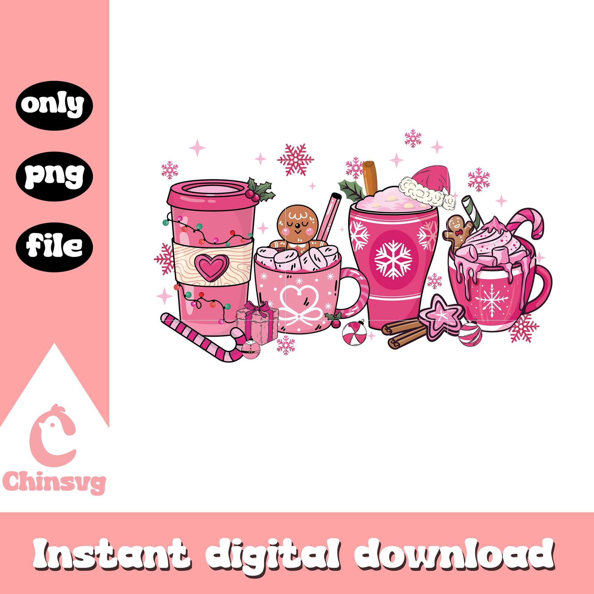 Merry christmas coffee cups design png, christmas mugs png