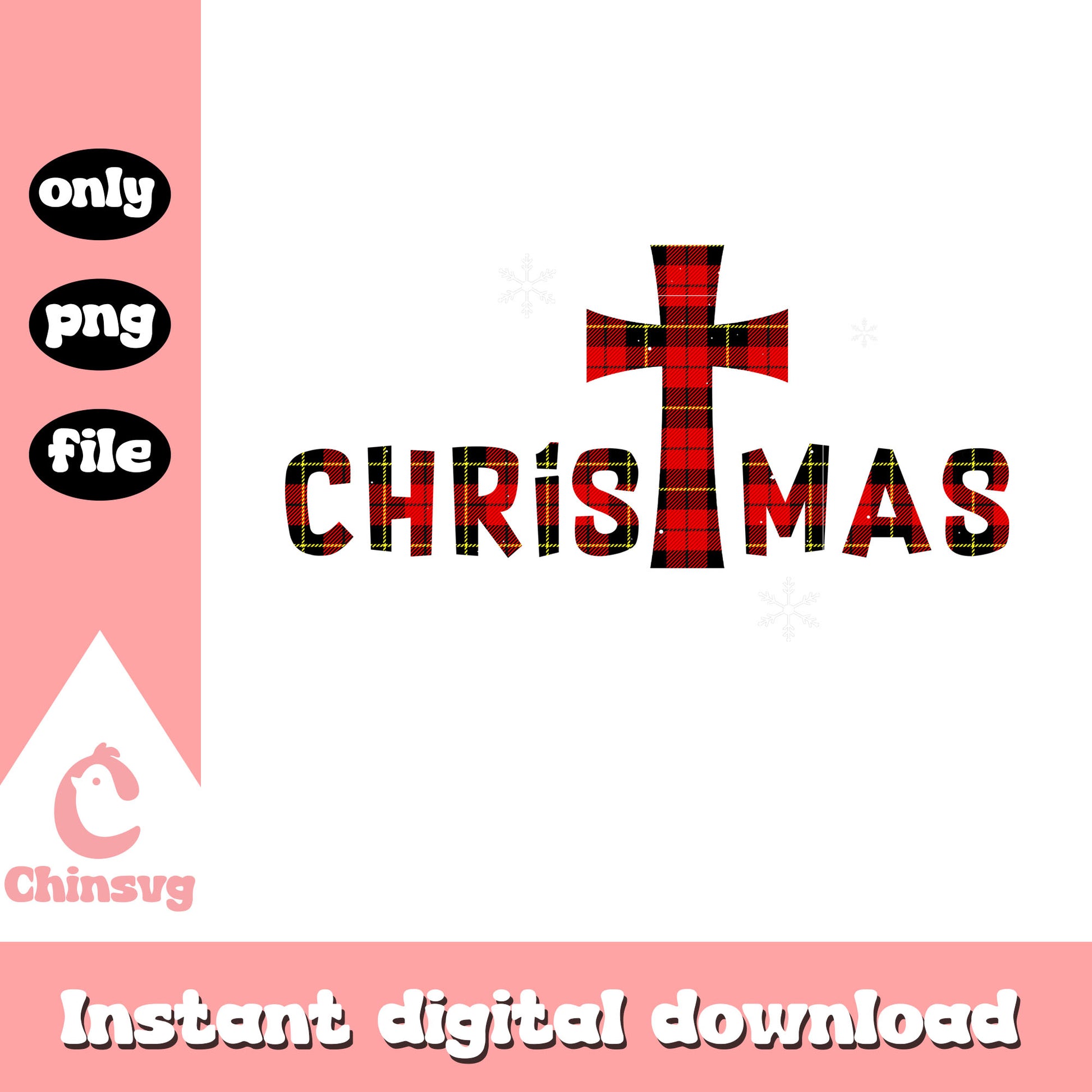 Merry christmas cross plaid design png, christmas cross​ png