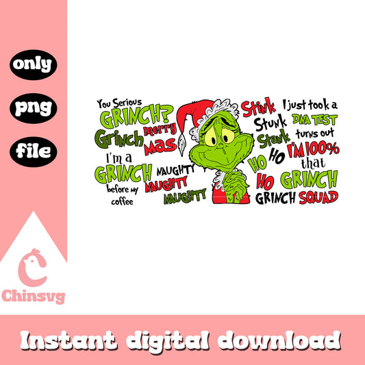 Merry christmas grinch bad face design png, grinch quotes png