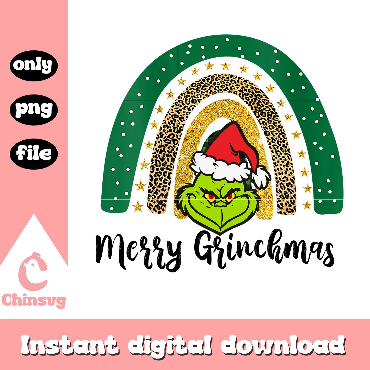 Merry christmas grinch face rainbow png, grinch decor png