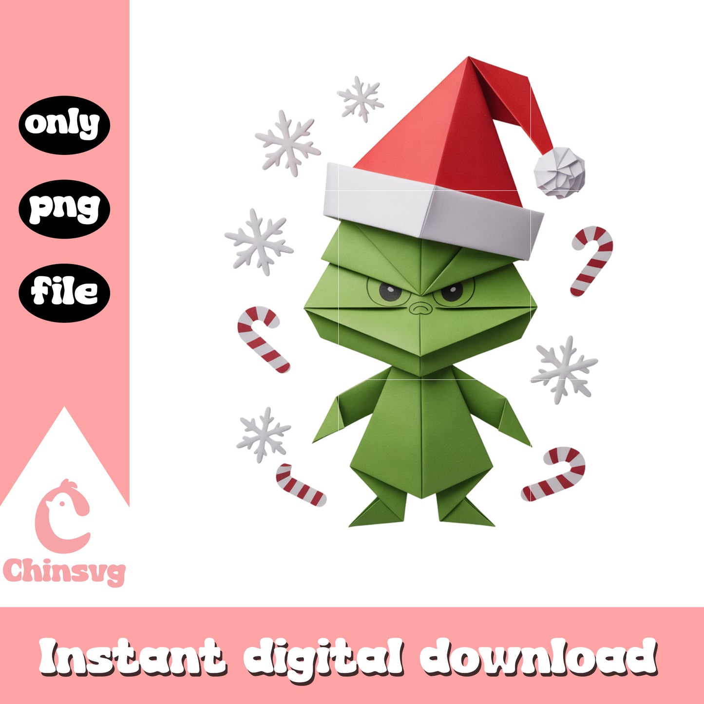 Merry christmas grinch origami design png, grinch day clipart png