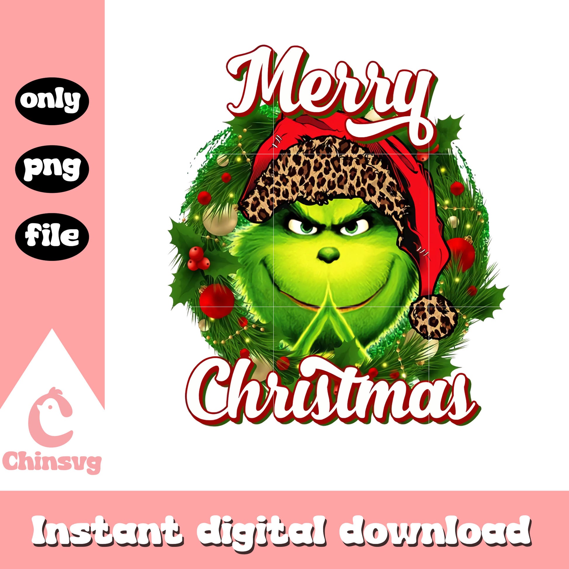 Merry christmas grinch santa leopard png, grinch xmas decoration png 