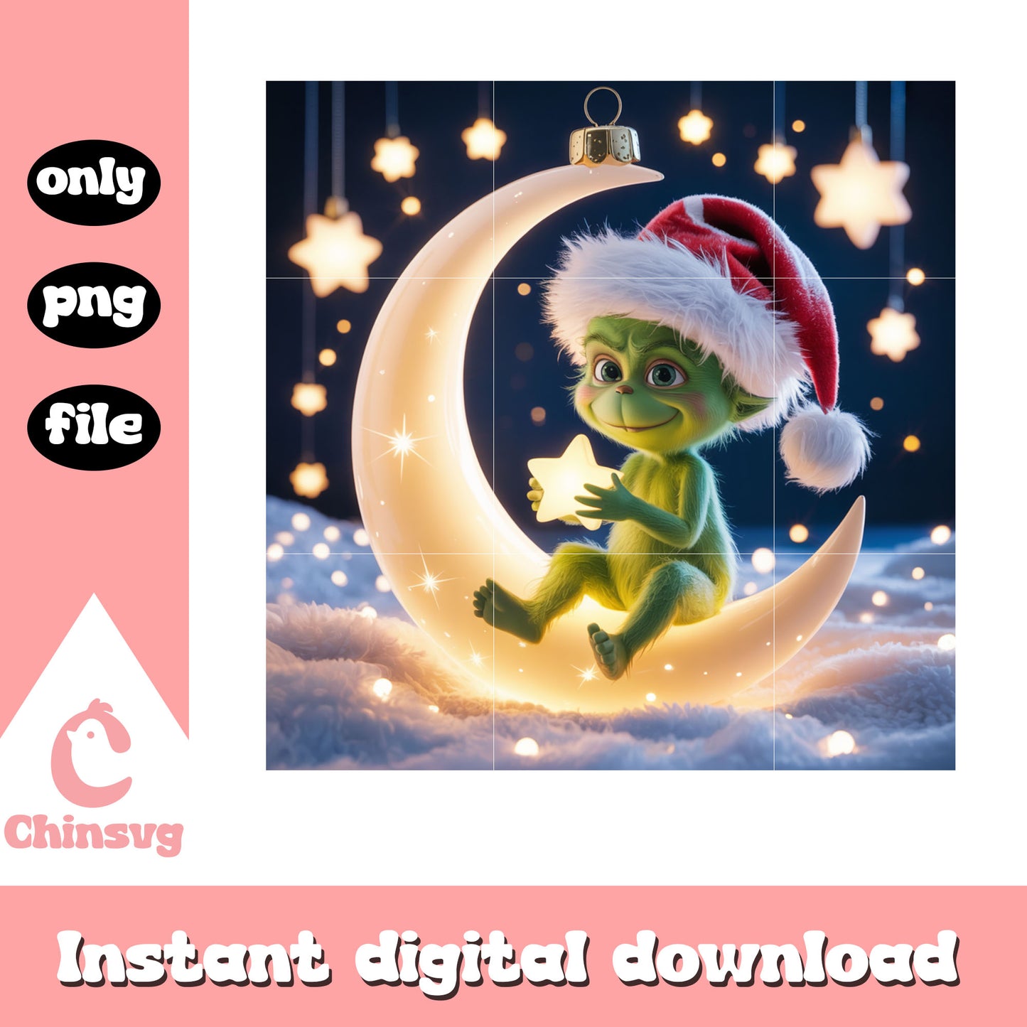Merry christmas grinch with moon star png, grinch christmas pics png