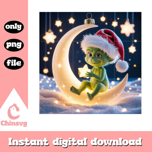 Merry christmas grinch with moon star png, grinch christmas pics png