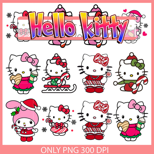 Merry christmas hello kitty bundle svg, merry christmas svg