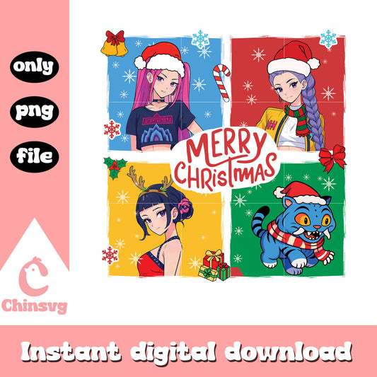 Merry christmas huntrix collage pictures png, winter christmas png