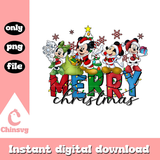 Merry christmas lights mickey friends png, mickey and friends christmas png