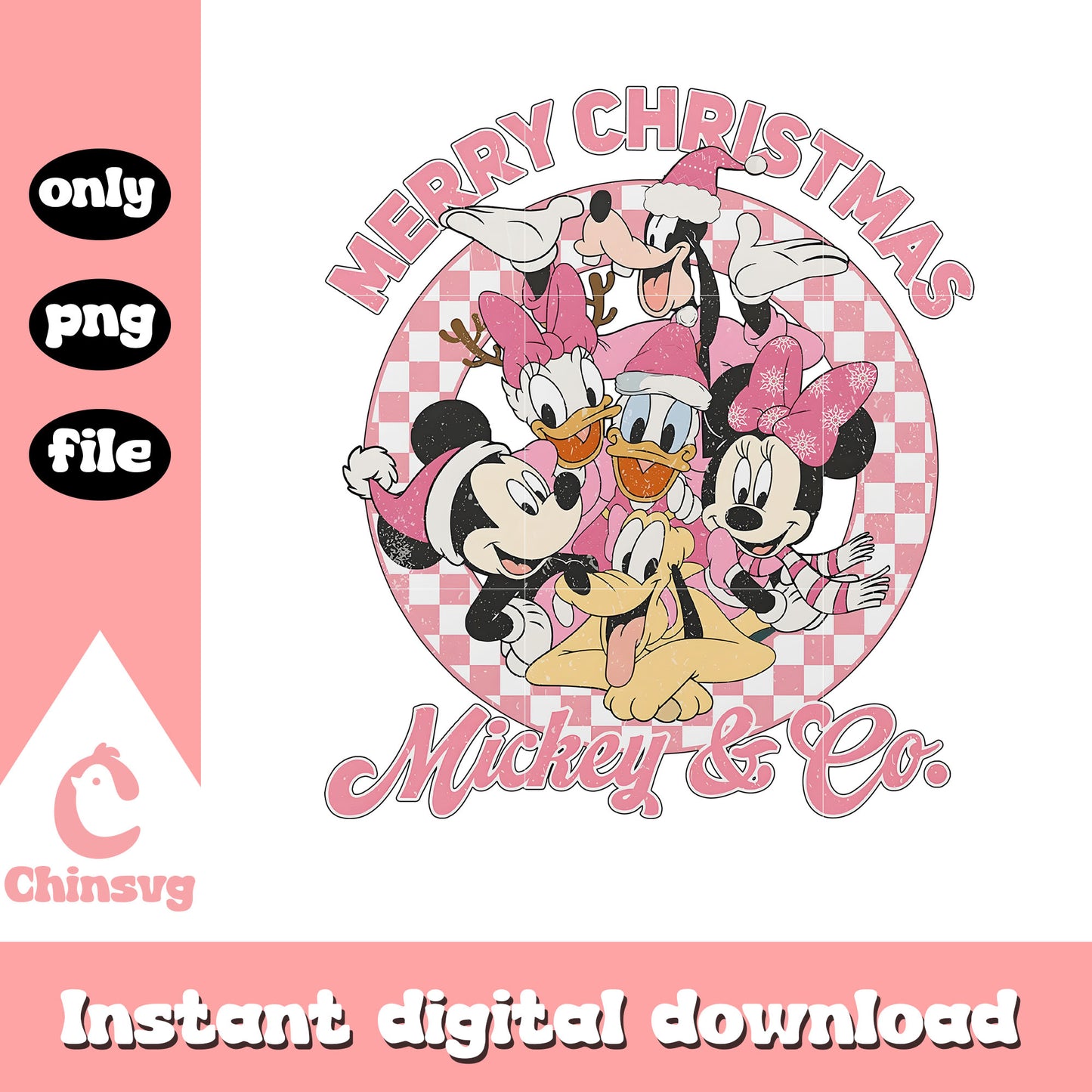 Merry christmas mickey and co plaid logo png, christmas holiday png