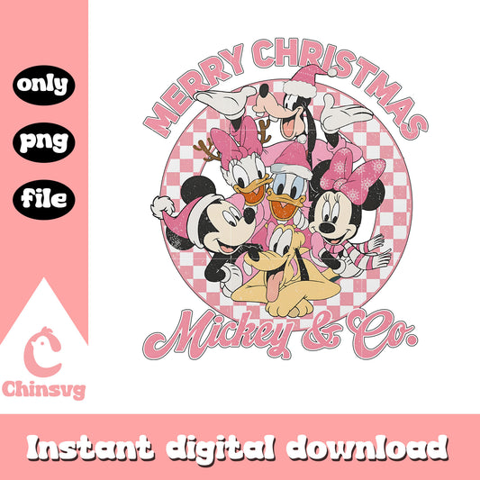Merry christmas mickey and co plaid logo png, christmas holiday png