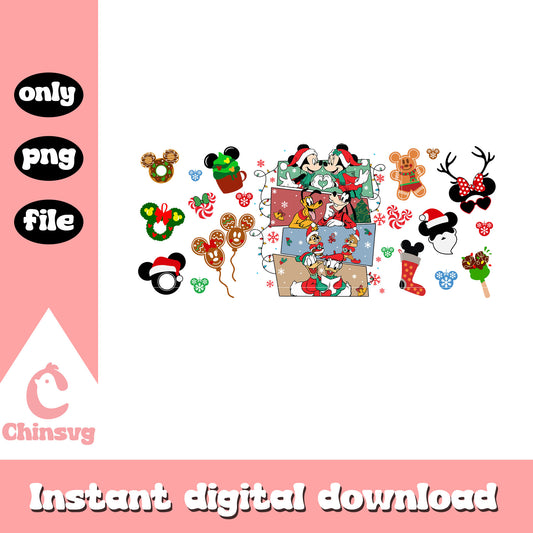 Merry christmas mickey characters png, disney mickey friends png 