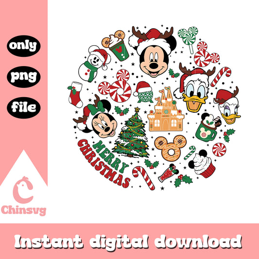 Merry christmas mickey friends clipart png, disney decor png