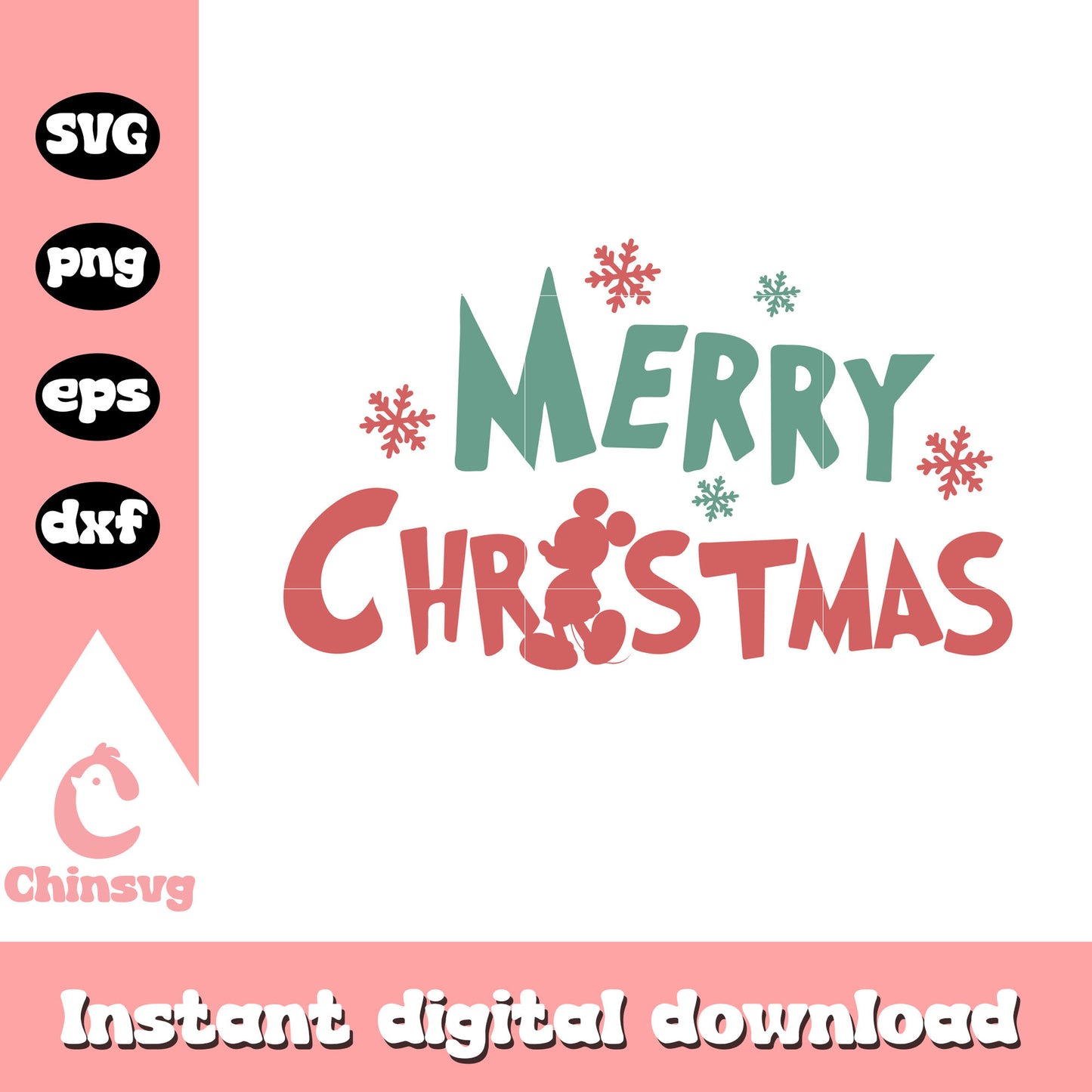 Merry christmas mickey text design svg, christmas disney svg