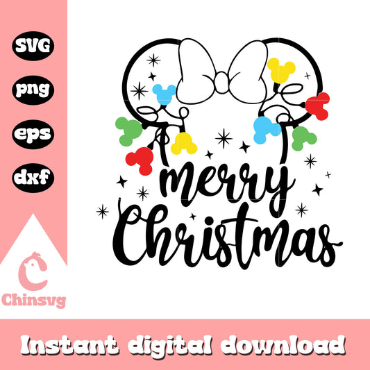 Merry christmas minnie head design svg, disney at christmas svg