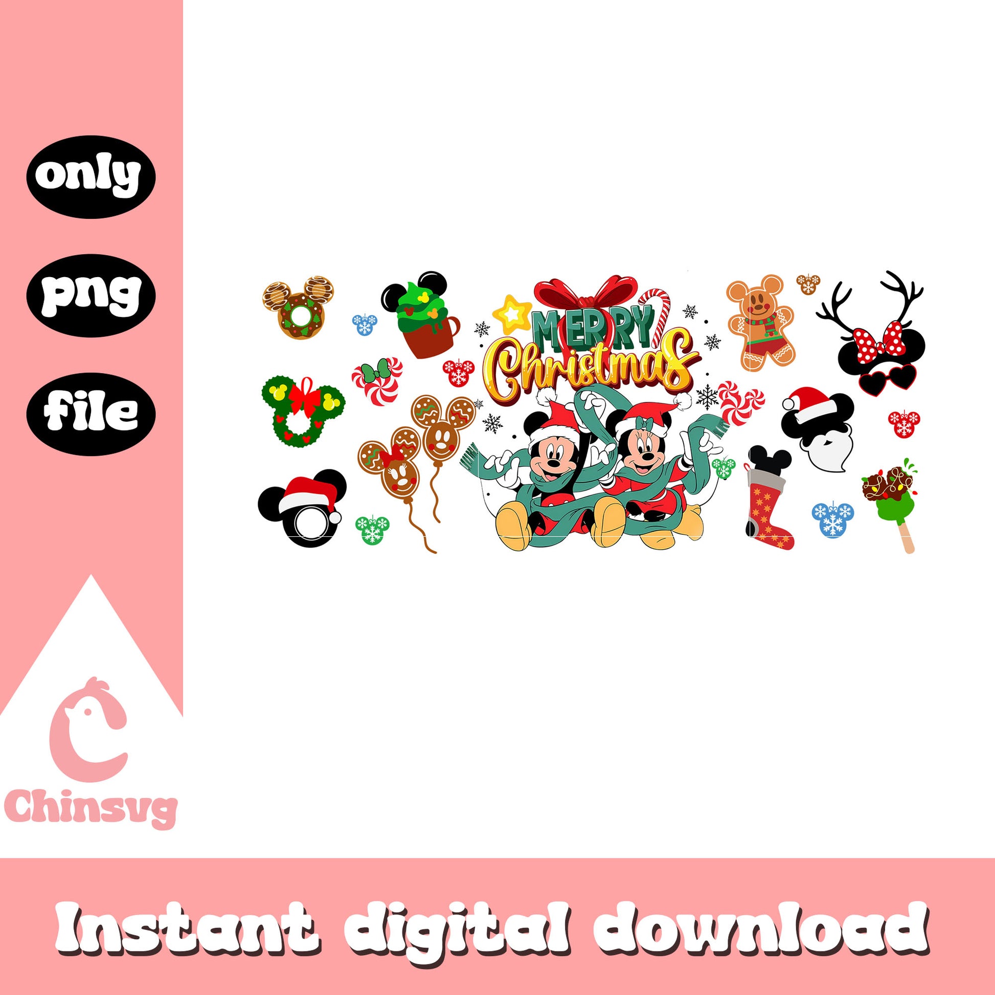 Merry christmas minnie mickey clipart png, disney minnie mickey png 