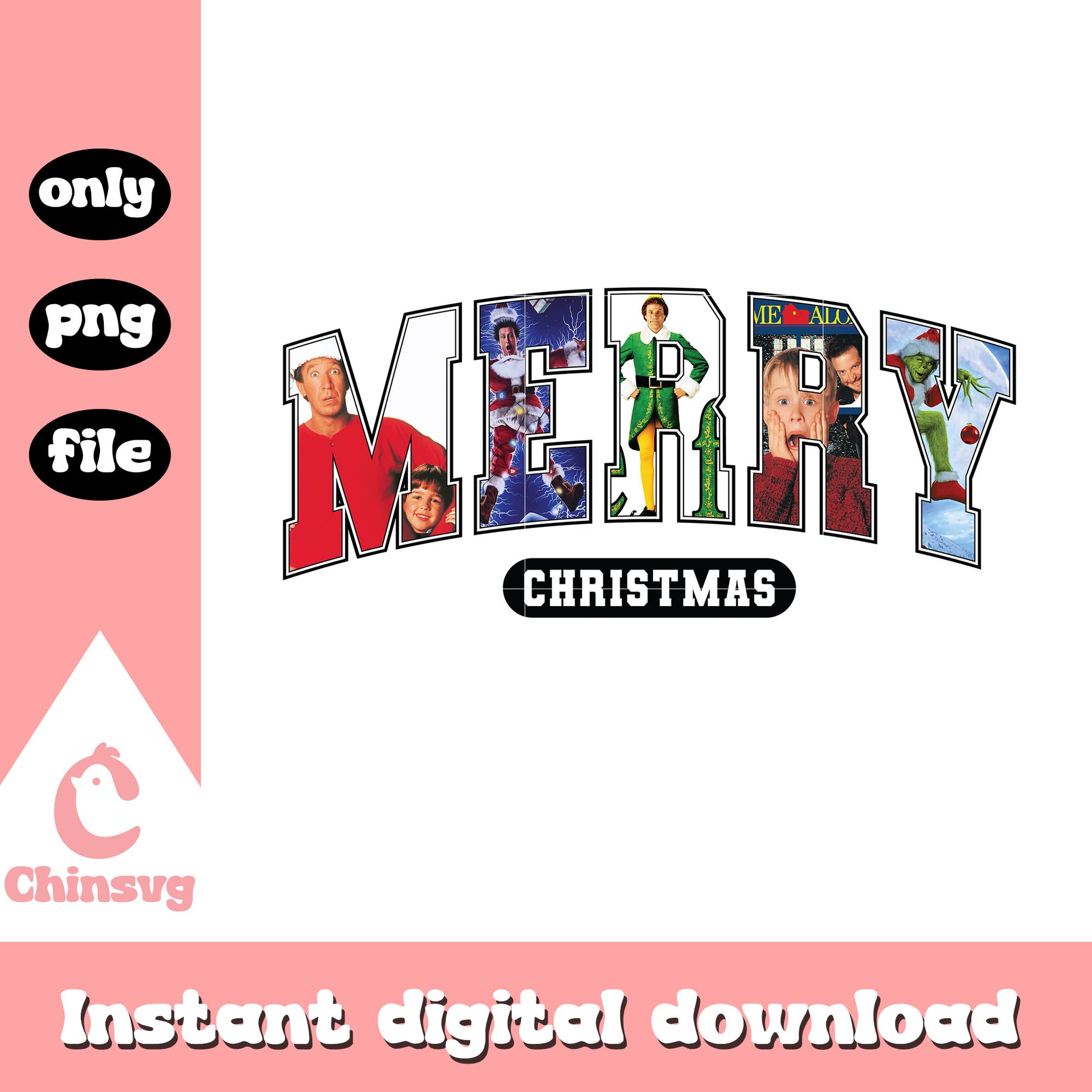 Merry christmas movie characters png, christmas movies png