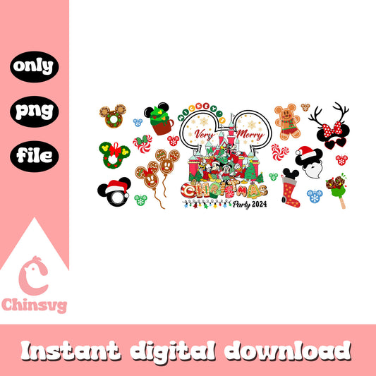 Merry christmas party 2024 disney ear png, christmas day 2024 png