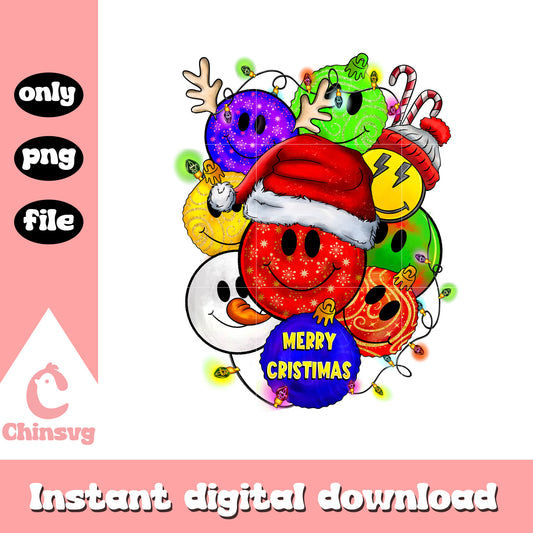 Merry christmas smiley faces design png, happy christmas png