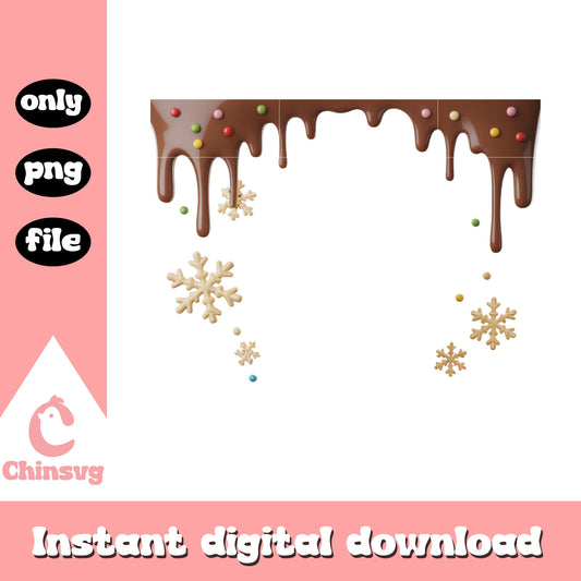 Merry christmas snowflake melted chocolate png, x-mas png