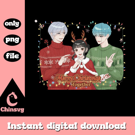 Merry christmas together kpop demon hunters png, christmas day png