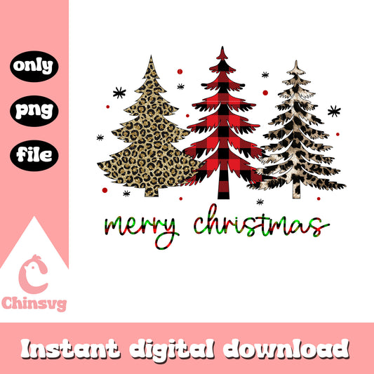 Merry christmas tree leopard buffalo plaid png, merry christmas png