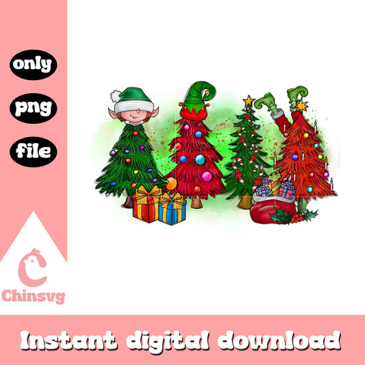 Merry christmas trees drawing design png, christmas vacation png