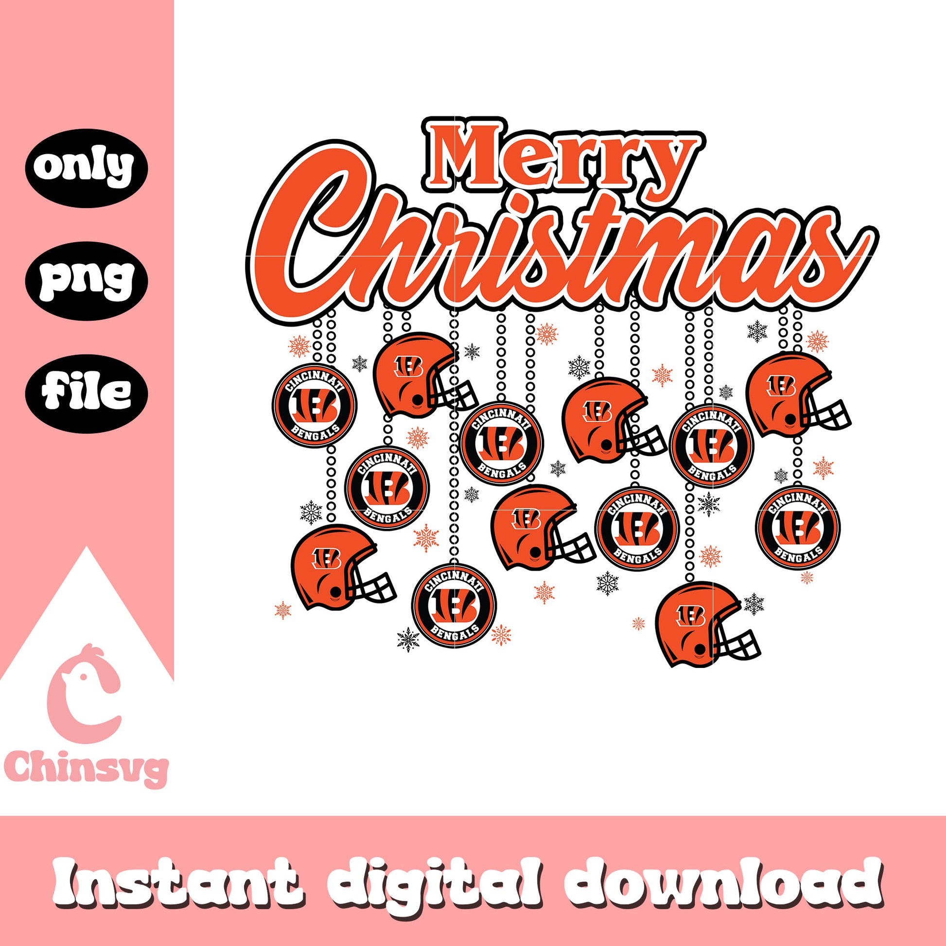 Merry christmas with cincinnati bengals png, bengals nfl png