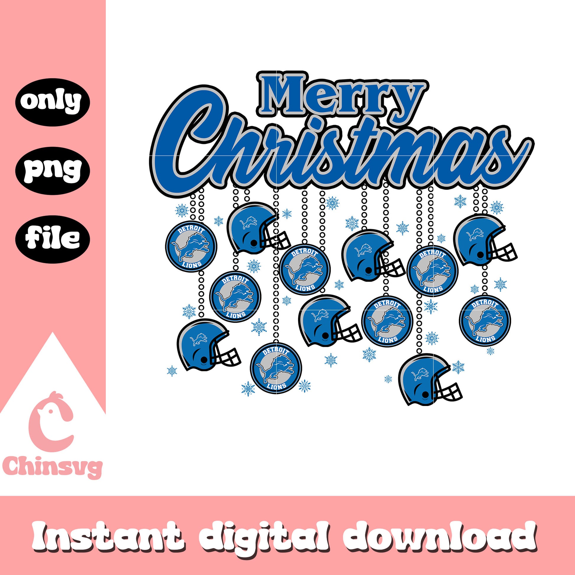 Merry christmas with detroit lions png, detroit lions nfl png