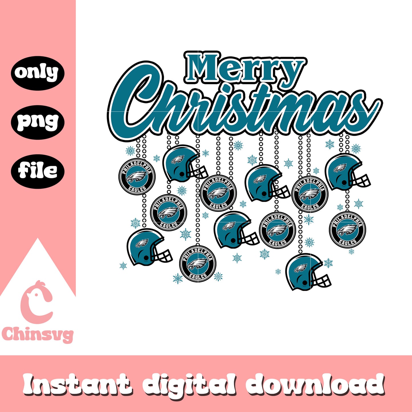 Merry christmas with philadelphia eagles png, eagles nfl png