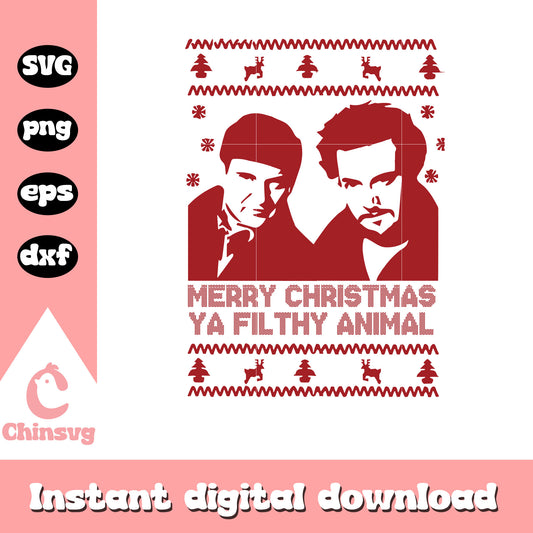Merry christmas ya filthy animal ugly sweater svg, ugly sweater svg