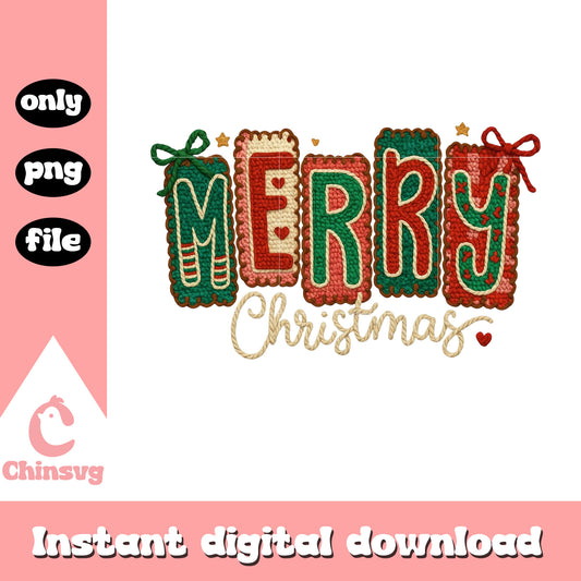 Merry christmas yarn crohet png, christmas colors png