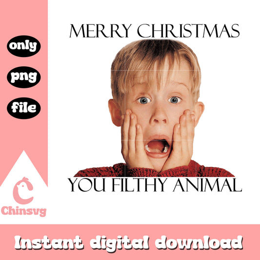 Merry christmas you filthy animals png, christmas funny quote png