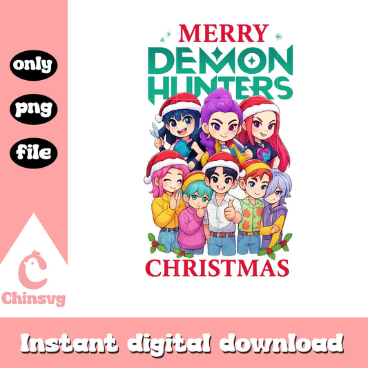 Merry demon hunters christmas png, kpop christmas png