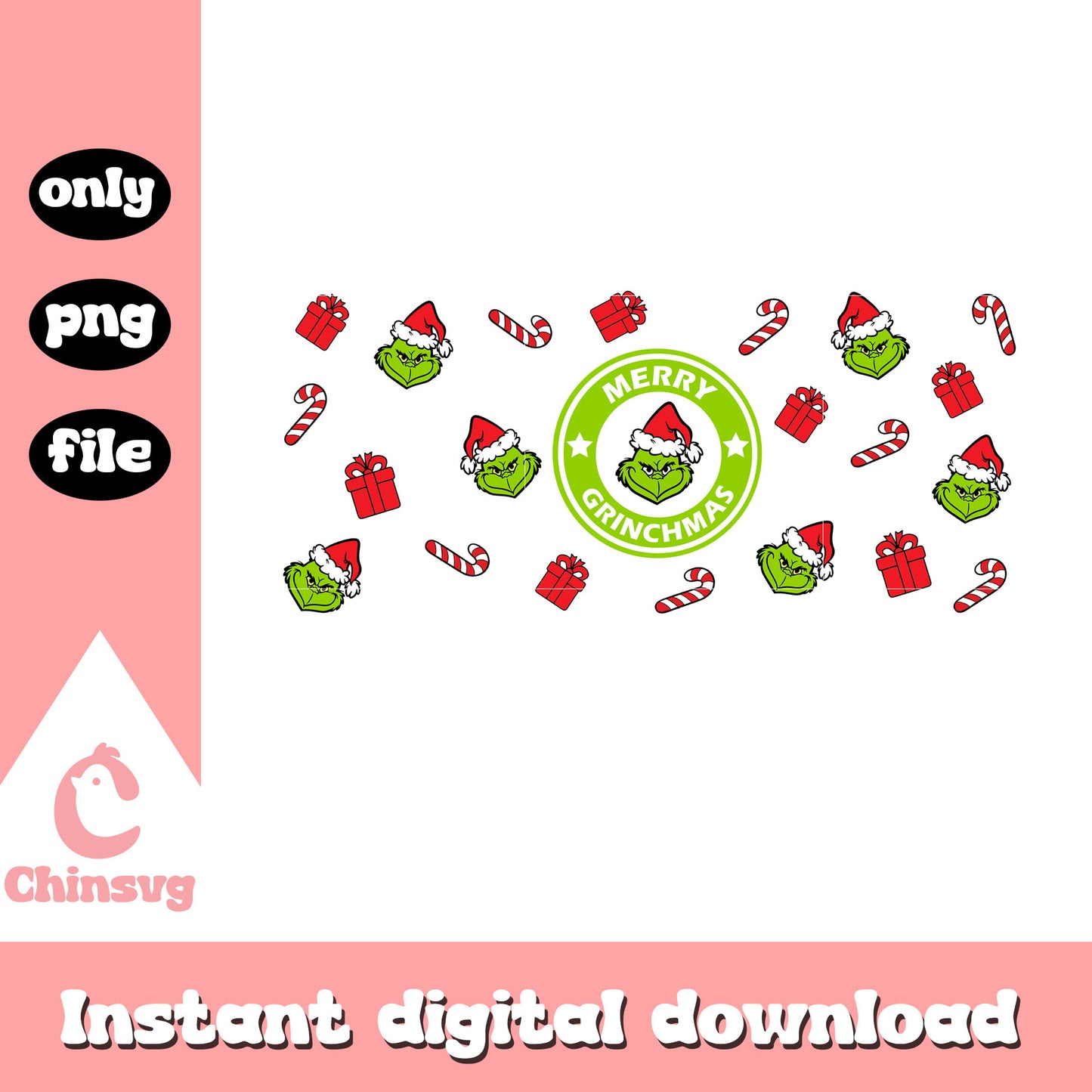 Merry grinchmas candy cane circle logo png, green grinch shirt png