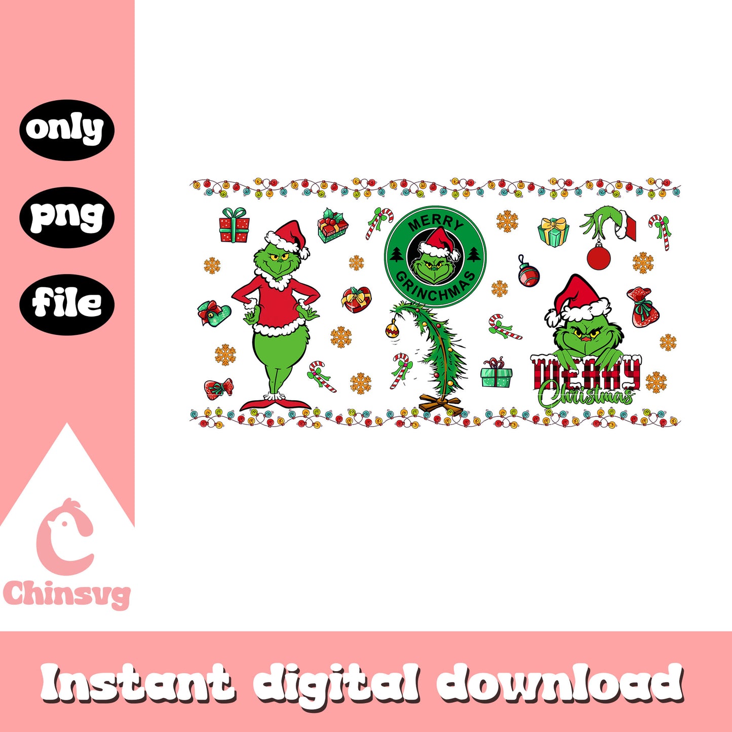 Merry grinchmas circle logo clipart png, grinch decoration png