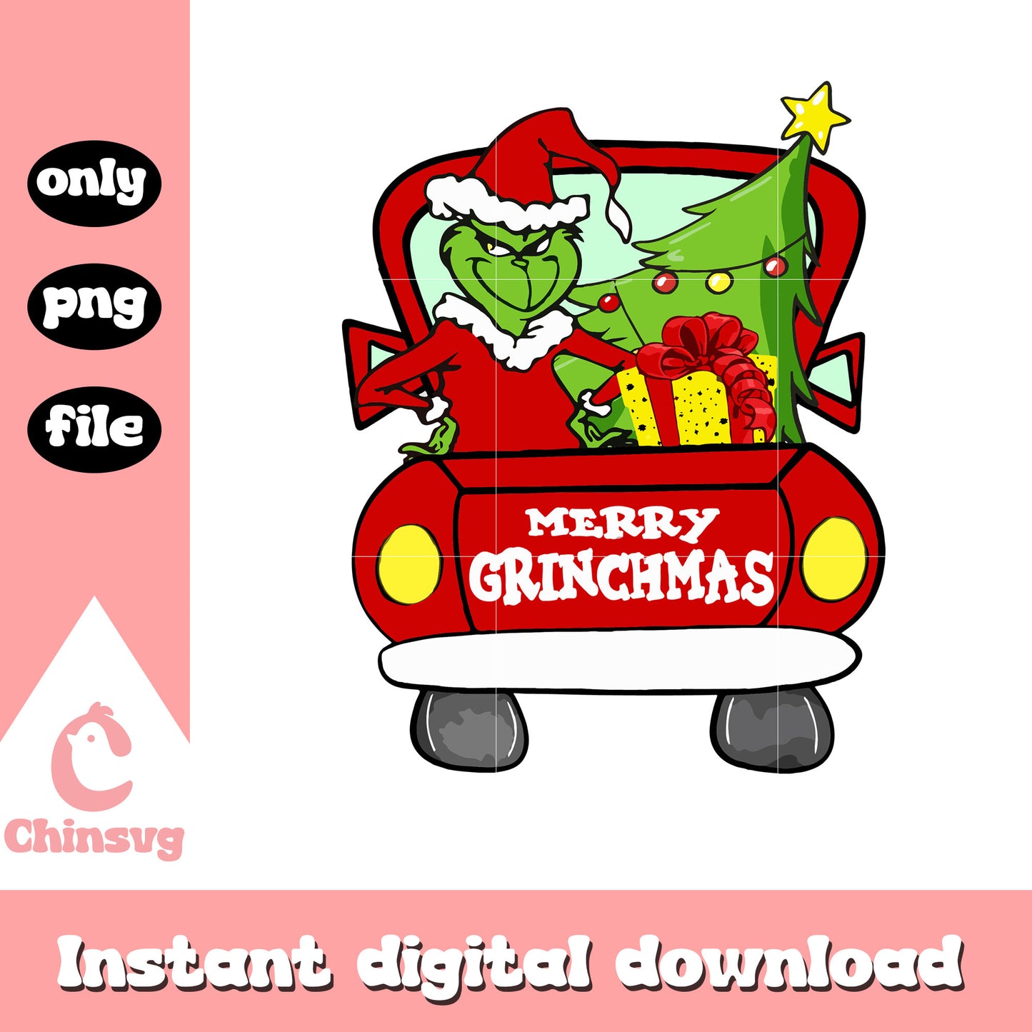 Merry grinchmas grinch drive car png, the grinch tree png
